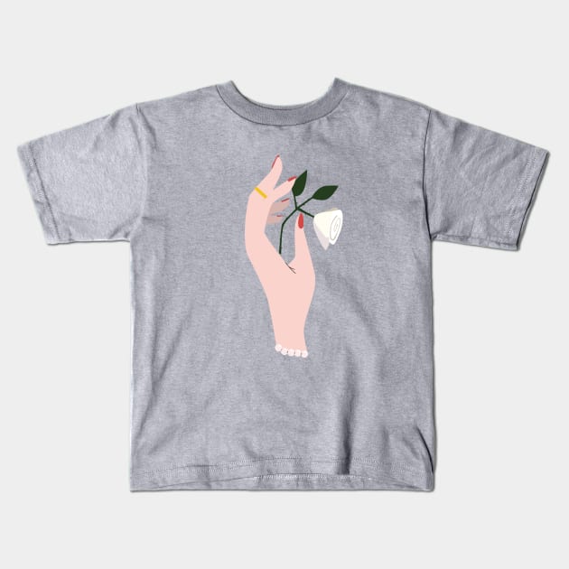 Hand with Rose | proposal | engagement Kids T-Shirt by NJORDUR